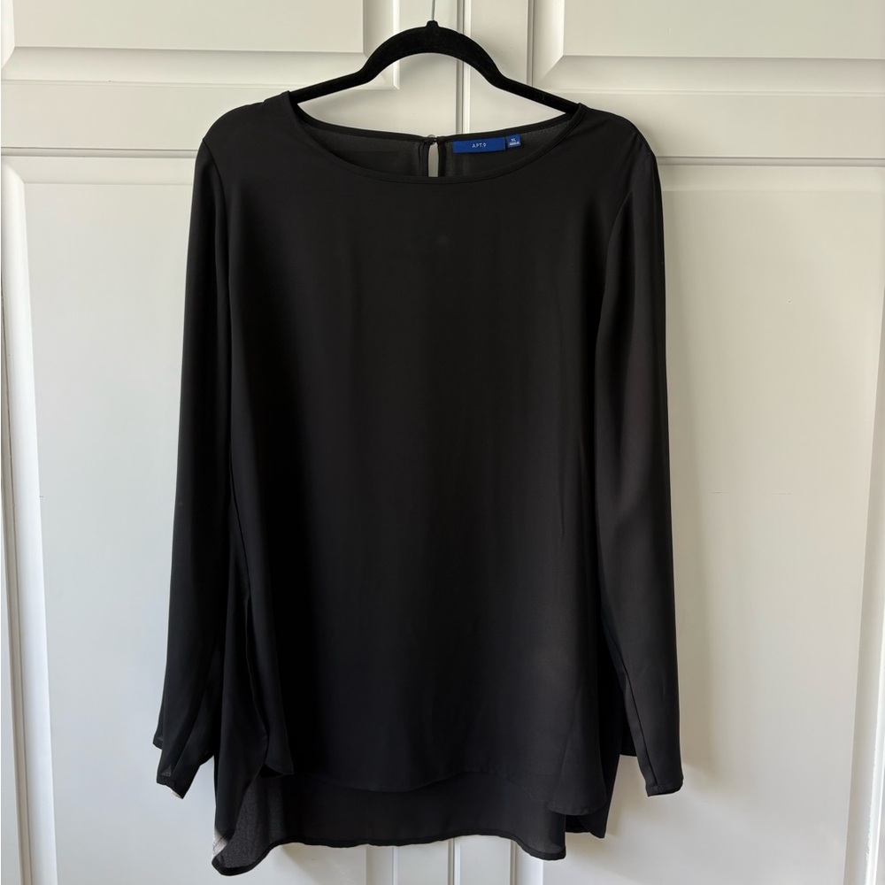 Apt. 9 Black Boxy Blouse with Relaxed Fit